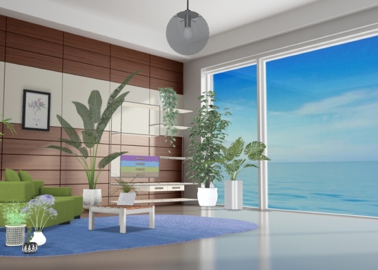 jungle living room by the sea  Design Rendering