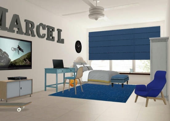 Dormitorio azul Design Rendering
