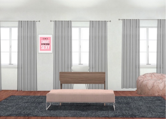 Pink Cozy Office Design Rendering