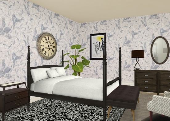 Black bedroom Design Rendering