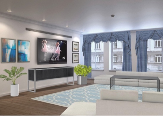 Blue living room  Design Rendering