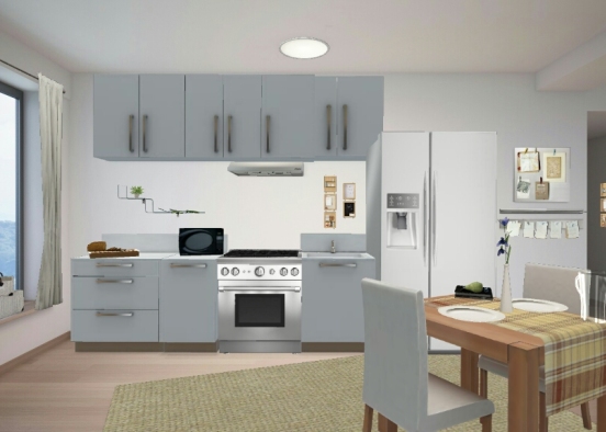 Simple Apartment Kitchen Design Rendering