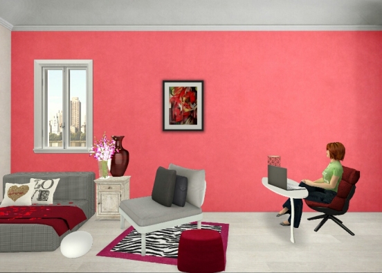 Roter Zimmer Design Rendering