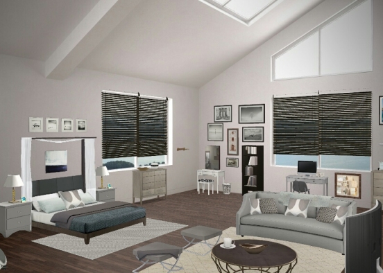 Luxury bedroom with living space Design Rendering
