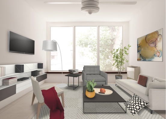 Living room gris Design Rendering