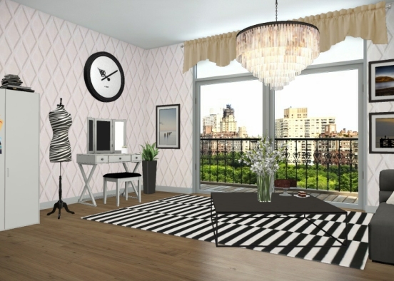 Elegant dressing room and sitting room Design Rendering