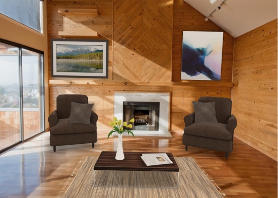 Cozy yet modern living room Design Rendering