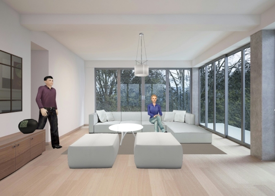 Sala de estar con el bosque de fondo🌲 Design Rendering