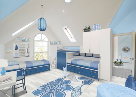 Boys bedroom with room for friends Design Rendering