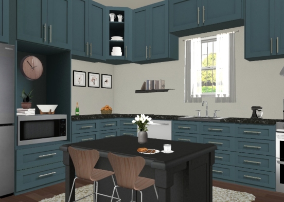 Blue kitchen Design Rendering