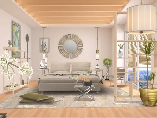 A bedroom in the city with a hint of Asian influence. What you don’t know is the sheets and bedding are luxurious soft!