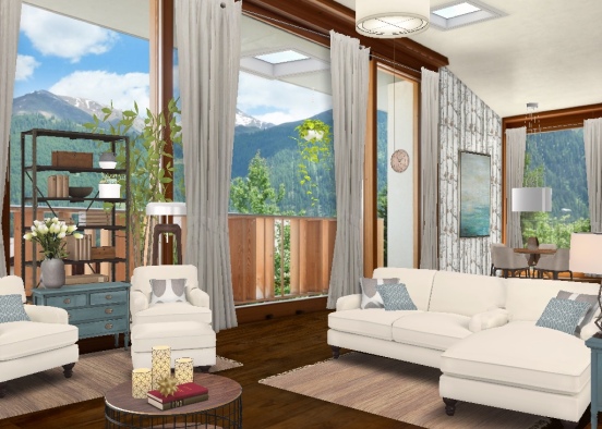 living dining room in a tree house Design Rendering