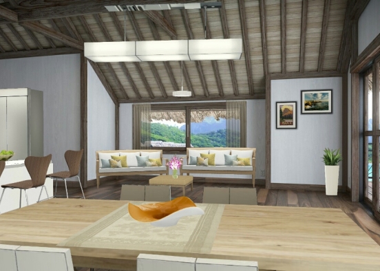 Cozinha/Sala de interação  Design Rendering