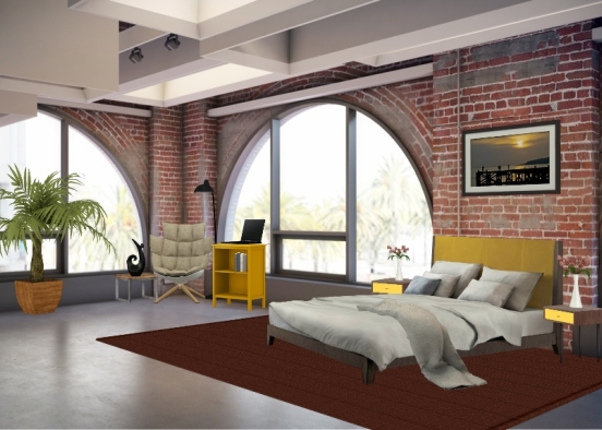 Warehouse Bedroom Design Rendering