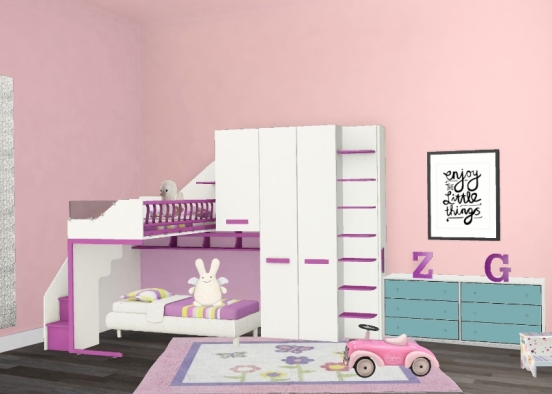 Two girls bedroom 💜 Design Rendering