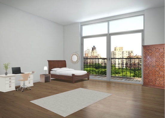 a bedroom facing the city  Design Rendering