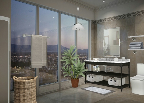 Luxury grey bathroom  Design Rendering