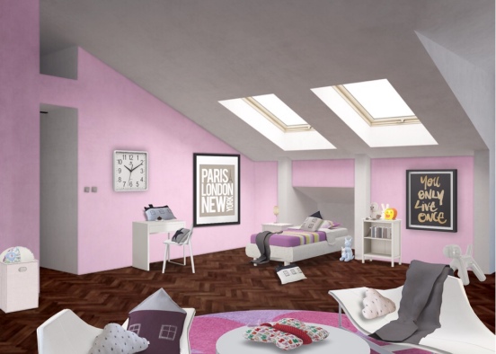 Cute pink room Design Rendering