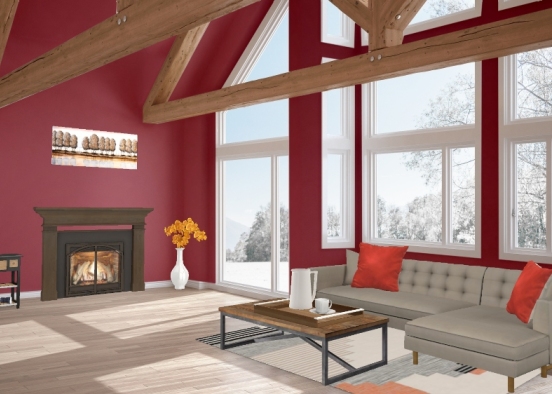 Warm colored living room Design Rendering