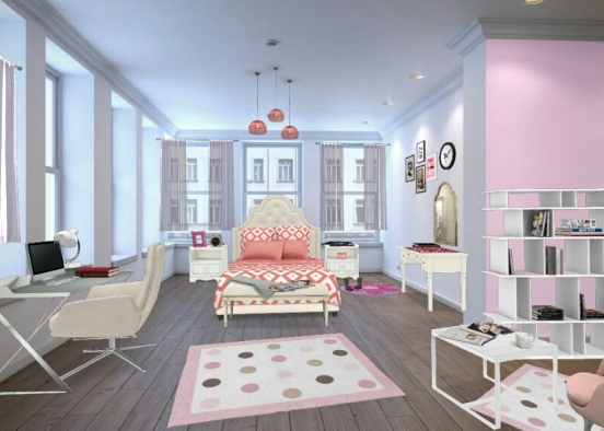 Girl's Bedroom Design Rendering