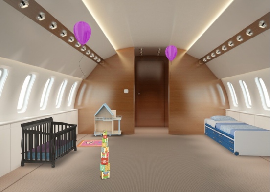 Private Jet Kids Play Room Design Rendering