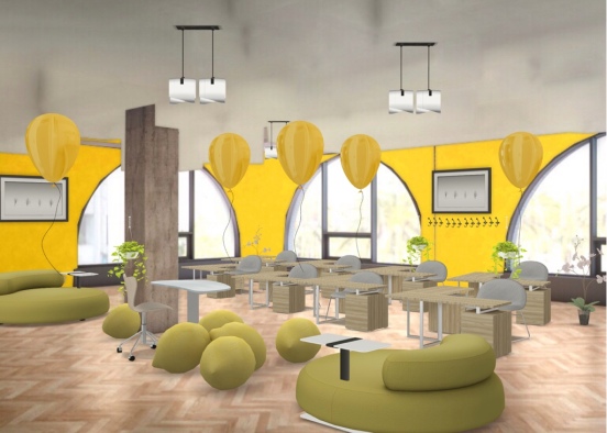 yellow classroom Design Rendering
