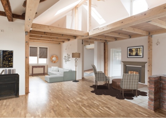 wooden living room Design Rendering