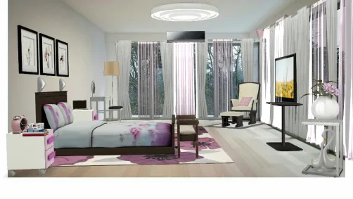 Cool Floral Lavender Bedroom