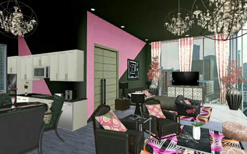 Art Deco hotel pink and black 