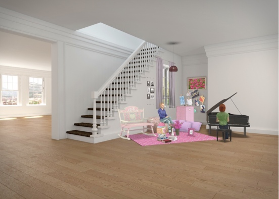 Pink homwork place onther the stair Design Rendering