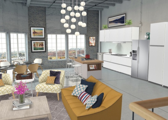 Living area Warehouse Design Rendering