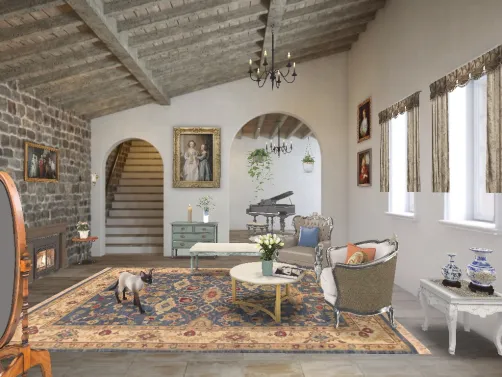 Sala antigua con estilos Luis XV