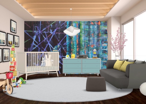 gender neutral baby room Design Rendering