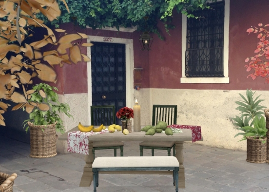 Italian Autumn Outdoor Dining  Design Rendering