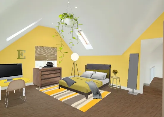 Yellow themed bedroom Design Rendering
