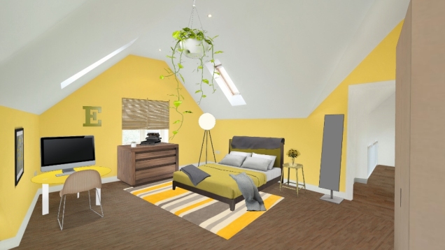 Yellow themed bedroom