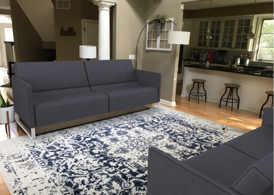 Dark gray sofa. No armchairs 2 Design Rendering