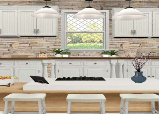 Clean, Modern meets Farmhouse Kitchen.  Design Rendering
