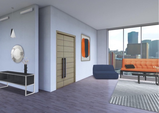 Modern City Living Room Design Rendering