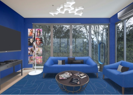 Blues Living Rooms  Design Rendering