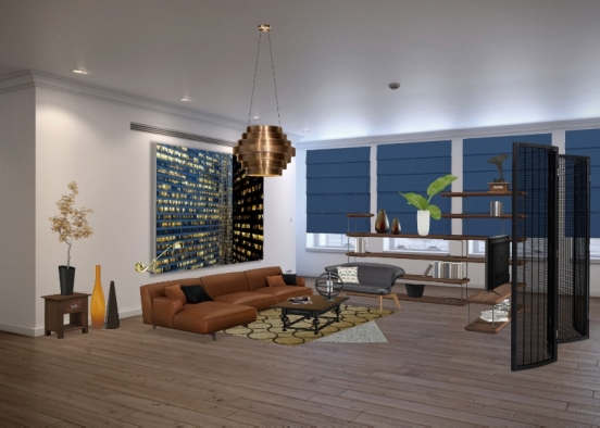 Modern orange living room Design Rendering