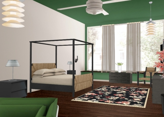 Chambre verte et bambou  Design Rendering