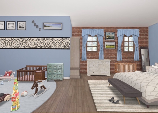 Mom dad and baby abby room Design Rendering