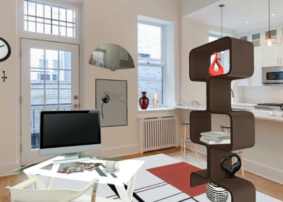 Office and kitchen  Design Rendering