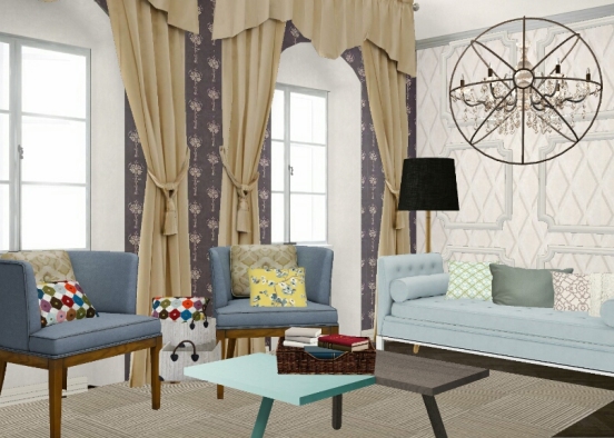 Shabby Chic Living room  Design Rendering