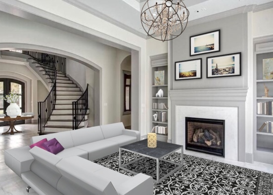White Inspired Living Space Design Rendering