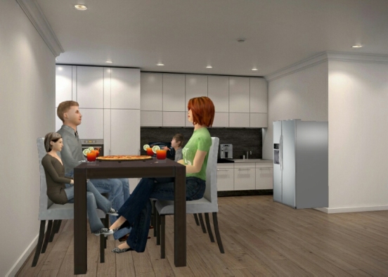 4 family kitchen ☕🍧🍌🍡🍞🍲 Design Rendering