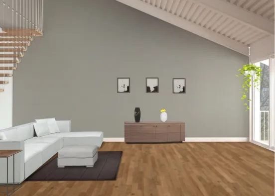 neutral living room Design Rendering