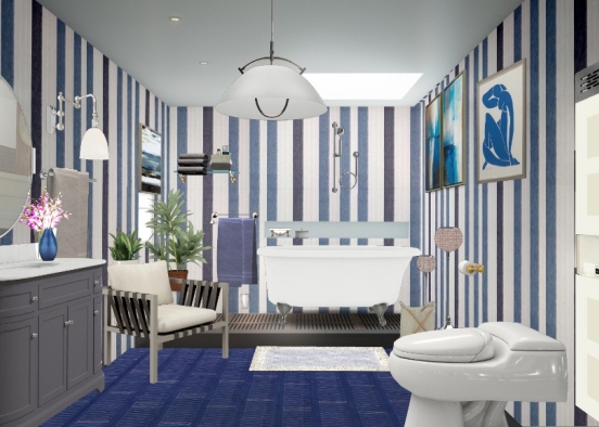 Blue bath Design Rendering