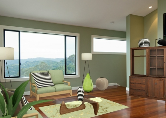 Green livingroom Design Rendering